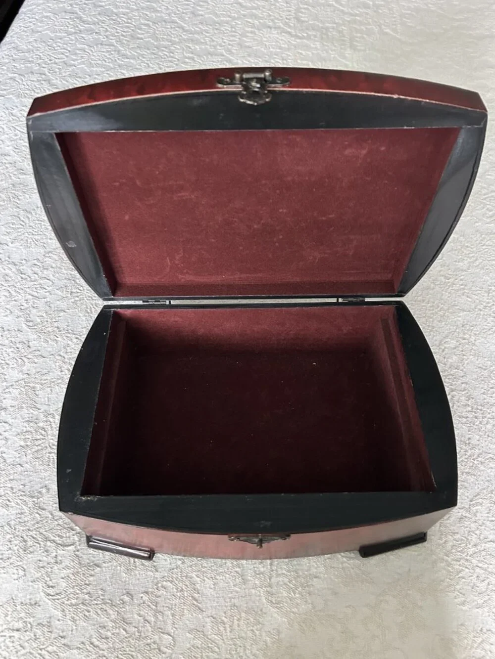 Vintage Cherrywood Jewelry Box-Chest Velvet- lined